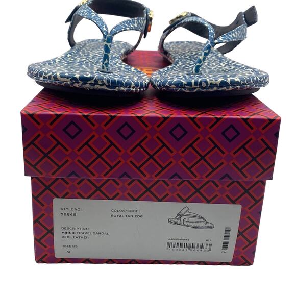 Tory Burch MINNIE TRAVEL THONG SANDAL IN TORY NAVY CLOUDED LEOPARD 9 - Picture 9 of 11